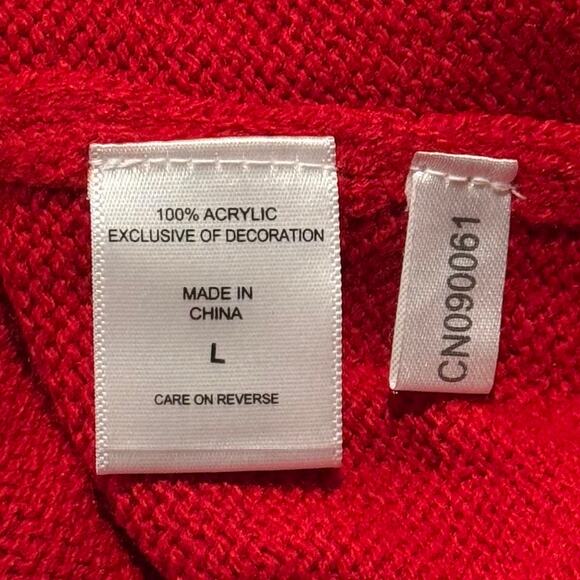 NY&C Sweater Bear Christmas Festive Holiday Novelty Cottage Retro Cozy Red Large - Picture 5 of 8